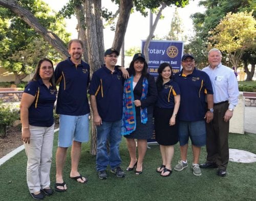 Zeb Welborn, Matt Ballantyne, Raghada Khoury District 5300 Governor, Raghada Khoury with local Rotary Club Presidents at Chino Concerts in the Park